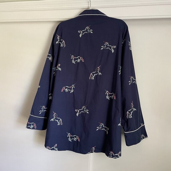 Printfresh Embroidered Unicorn Long Sleeve Pajama Sleep Top Plus Size 4X Blue - Picture 10 of 12